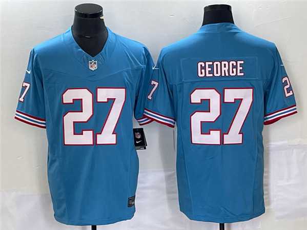 Men%27s Tennessee Titans #27 Eddie George Light Blue 2023 F.U.S.E. Vapor Limited Throwback Stitched Football Jersey